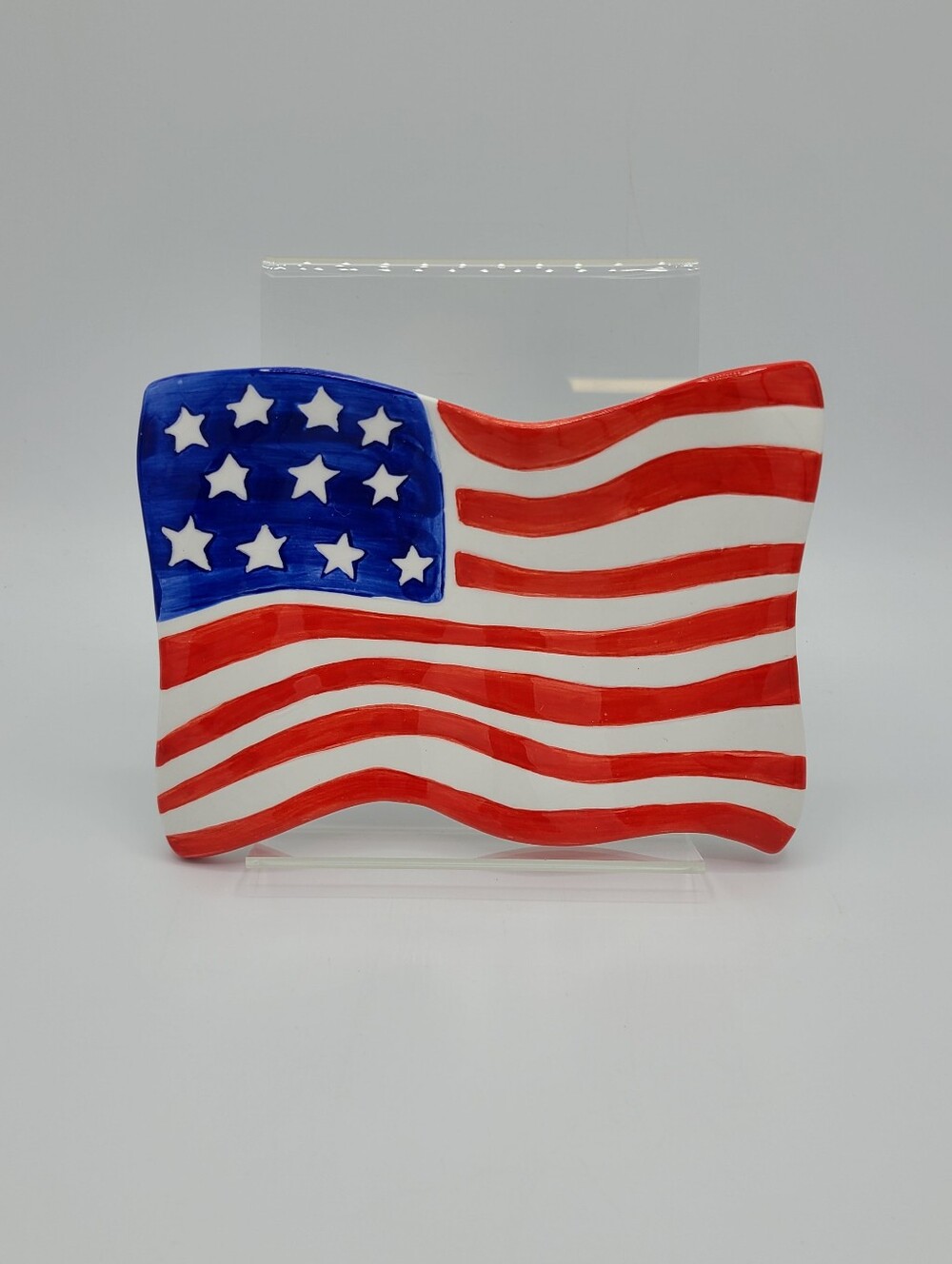 Boston Warehouse Trading Corp. 2002 American Flag Trinket Dish Patriotic 7"